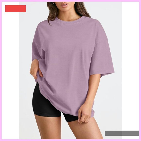 Oversized Batwing Short Sleeve T-Shirt Casual Workout Top Plus Size - Picture 2 of 4